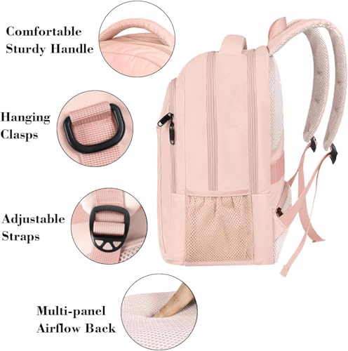 MATEIN Pink 15.6 Inch Laptop Backpack, Cute Computer Travel Bag for Women - color: Pink, size: 15.6 Inch