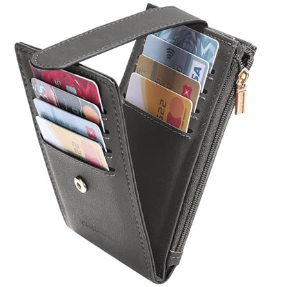Chelmon Women's RFID Slim Card Holder Wallet - color: Deep Grey1