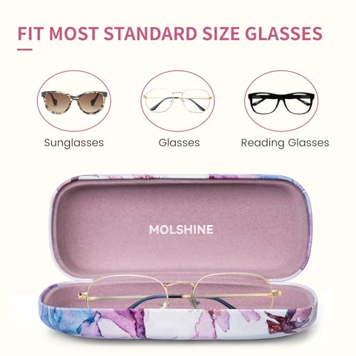 molshine Hard Shell Sunglasses Case, Classic Large Glasses Case for Women Men, Sunglass Eyeglasses - color: Purple