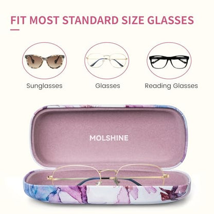 molshine Hard Shell Sunglasses Case, Classic Large Glasses Case for Women Men, Sunglass Eyeglasses - color: Purple