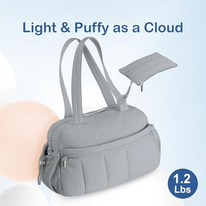 TOPDesign Travel Duffel Bag, Puffy Carry On Overnight, Gym Bag w/Wet Pocket - color: Light Grey