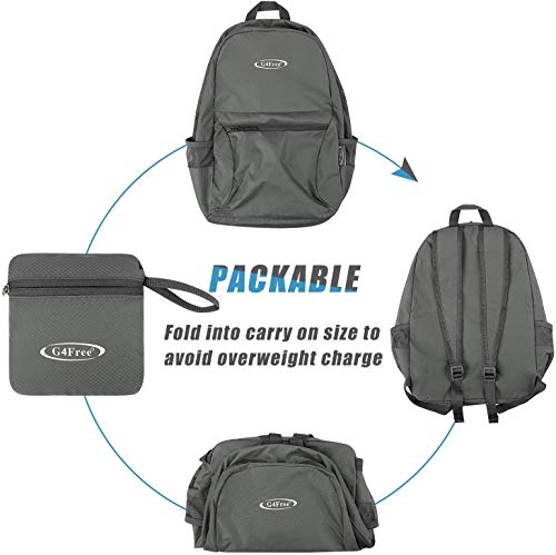 G4Free 20L Lightweight Packable Backpack Travel Hiking Daypack Foldable Backpack for Men Women - color: Grey Update, size: 20L