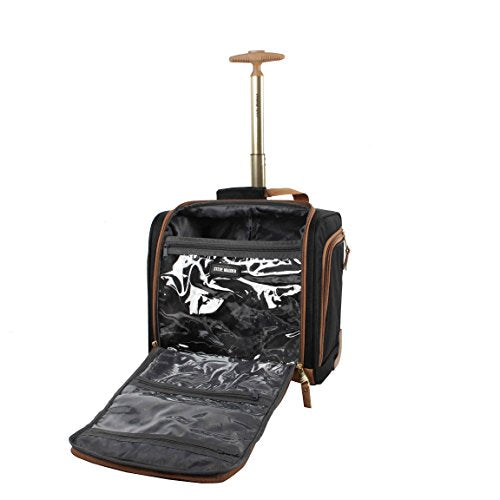 Steve Madden Designer Luggage Collection - 3 Piece Softside Expandable Lightweight Spinner Suitcase Set - Travel Set Includes an Under Seat Bag, 20-Inch Carry on and 28-Inch Checked Suitcase, Harlo - color: Harlo Black