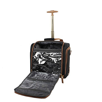 Steve Madden Designer Luggage Collection - 3 Piece Softside Expandable Lightweight Spinner Suitcase Set - Travel Set Includes an Under Seat Bag, 20-Inch Carry on and 28-Inch Checked Suitcase, Harlo - color: Harlo Black