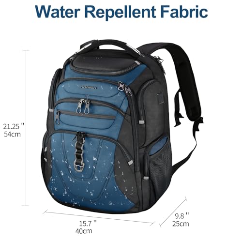 KROSER Travel Laptop Backpack 18.4 Inch XXXL Computer Backpack for Men - color: Black/Haze Blue, size: 18.4 inch