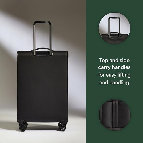 ANTLER Soft Stripe Medium Checked Luggage, Black, 27.2x17.1x11-13", 74-88L - color: Black, size: Medium