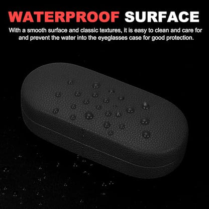 PATIKIL Hard Shell Eyeglasses Case, PU Leather Large Glasses Case Litchi Grain Protective Sunglasses Organizer for Women Men - color: Black