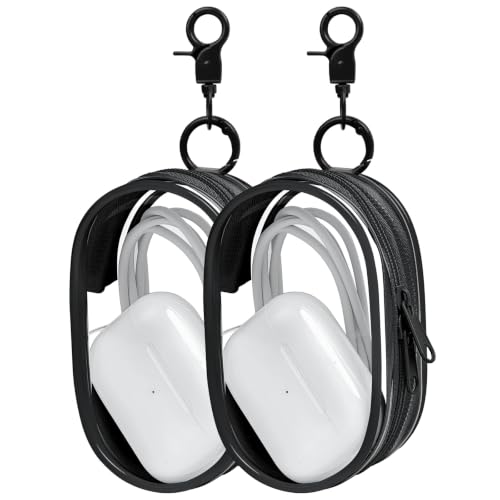 Linsaner 2 Pack Transparent Tech Pouch Storage Bags, Black + Black - color: A2-Black+Black
