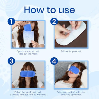 LANNA Heated Steam Eye Mask, Disposable 120 Minutes, Blue Unscented, 10 Pcs - color: Unscented Blue, size: 10 Eye Masks