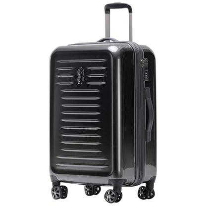 Spyder Rails Expandable Hardside Upright Suitcase with 360° Spinner Wheels, TSA Approved Lock (Black, Medium Checked) - color: Black, size: Medium Checked