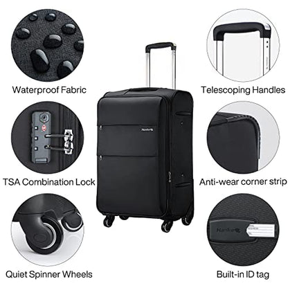 Hanke 20/24/28 Inch 3 Piece Luggage Set with Spinner Wheels Expandable Luggage Large Suitcases with Wheels Softside Checked Luggage Rolling Suitcase with Lock Lightweight Travel Luggage.(Dark Gray) - color: Dark Gray, size: 3-Piece Set (20-Inch, 24-Inch,
