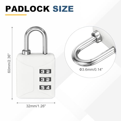 PATIKIL 4.9ft(59.1") Security Steel Cable with 3 Digit Combination Lock, 1 Set Travel Padlock PVC Coated Safety Wire Rope Double Loop for Luggage Suitcase, Clear White - color: Clear White, size: 4.9ft