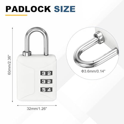 PATIKIL 4.9ft(59.1") Security Steel Cable with 3 Digit Combination Lock, 1 Set Travel Padlock PVC Coated Safety Wire Rope Double Loop for Luggage Suitcase, Clear White - color: Clear White, size: 4.9ft