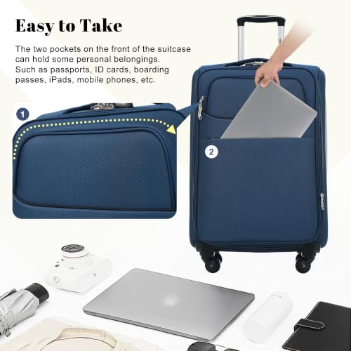 Merax 4-Piece Luggage Set 18/22/26/30,Softside Spinner Suitcase,Deep Blue - color: Deep Blue(18/22/26/30)