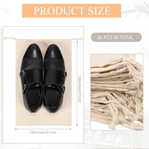 Hillban Shoes Bag for Travel Storage Dust Proof Cotton Drawstring Bag Breathable Pouch for Travel Home Pantry Accessories - size: 12 x 16 Inch