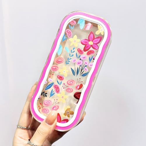 Glasses Case Hard Shell, Clear Eyeglass Case, Cute Holder for Sunglasses and Reading Glasses - color: Pink Flower