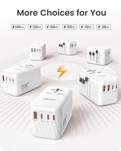 LENCENT Universal Travel Power Adapter, International AC Plug Adaptor - size: 17W-3A1C