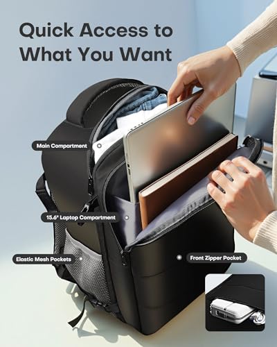 HOTOR Travel Backpack Flight Approved Bag Men Women, Medium Black - color: Black, size: Medium