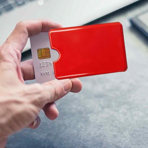 RFID Blocking Sleeves, 20 Pack Credit Card and Passport Protector Sleeves, Secure Anti-Theft Card Holder, Identity Protection for NFC Debit Cards, Travel Wallet & Purse, Red - color: Red