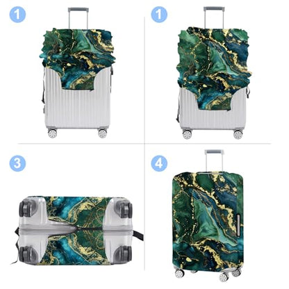 Green Pattern Luggage Cover Washable Suitcase Protector Anti-scratch Suitcase cover Fits 28-30 Inch Luggage L - color: Green pattern, size: L(28-30inch suitcase)