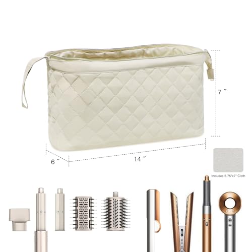 Stratalife Quilted Hair Tools Travel Bag with Polishing Cloth, Khaki - color: Khaki