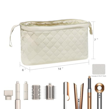 Stratalife Quilted Hair Tools Travel Bag with Polishing Cloth, Khaki - color: Khaki