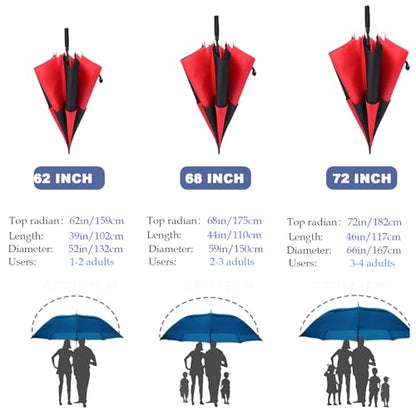 54/62/68/72 Inch Large Golf Umbrella Windproof Auto Open for Rain - color: Red/Black, size: 68 Inch