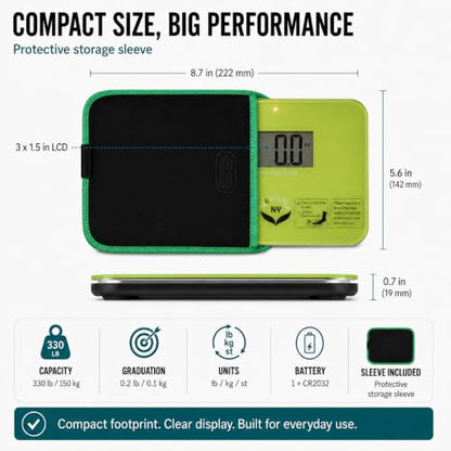 600 Super Mini Travel Bathroom Scale with Sleeve, Green - color: Green