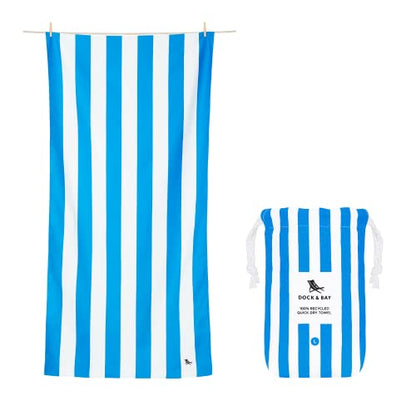 Dock & Bay Quick Dry Beach Towel - Cabana - Bondi Blue - Extra Large - color: Cabana - Bondi Blue, size: Extra Large (200x90cm, 78x35")