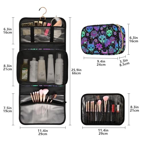 MNSRUU 3 PCS Toiletry Bag, Magic Fox with Camellia Hanging Makeup bag for Toiletries Travel Toiletry Organizer Bags Portable Clear Toiletry Kit - color: Pattern 06