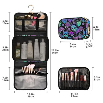 MNSRUU 3 PCS Toiletry Bag, Magic Fox with Camellia Hanging Makeup bag for Toiletries Travel Toiletry Organizer Bags Portable Clear Toiletry Kit - color: Pattern 06
