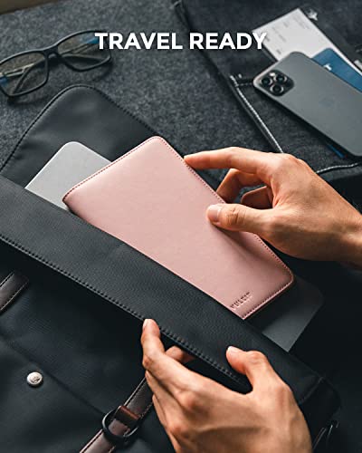 VULKIT Passport Wallet for Travel RFID Blocking Premium Leather - color: Pink