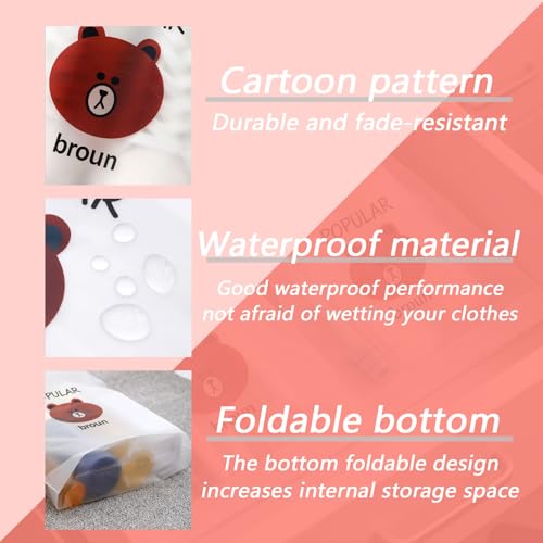 6PCS Clear Shoe Bags for Travel 13" x 11.8" Drawstring Shoe Pouch Packing Waterproof Dustproof Shoe Storage Bag - color: Little Bear 6