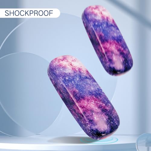 PERFECTSIGHT Hard Shell Eyeglasses Case, Kawaii Protective Glasses Case for Kids, Cute Eyeglass Case for Women Men Girls - color: Purple Star Cloud