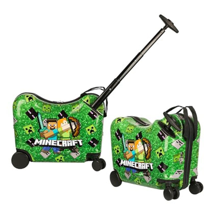 Bioworld Minecraft Steve & Alex Green 15" Ride-On Luggage - color: Minecraft Steve & Alex