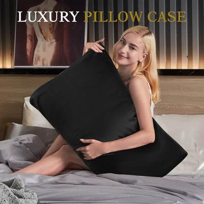 Cooling Contour Cervical Pillowcase, Black, 24x14x5/3.7 Inches, 1 Piece - color: Black
