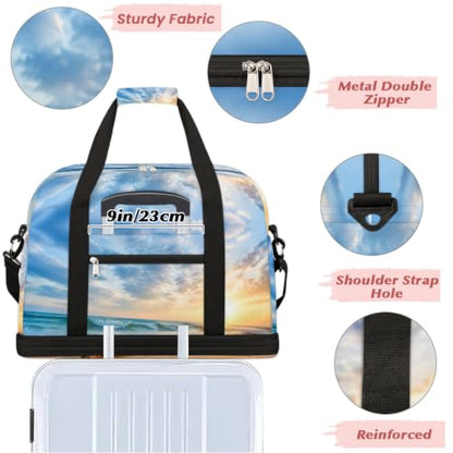 Beach Travel Duffle Bags With Shoes Compartment Weekender Overnight Bag - color: print 13