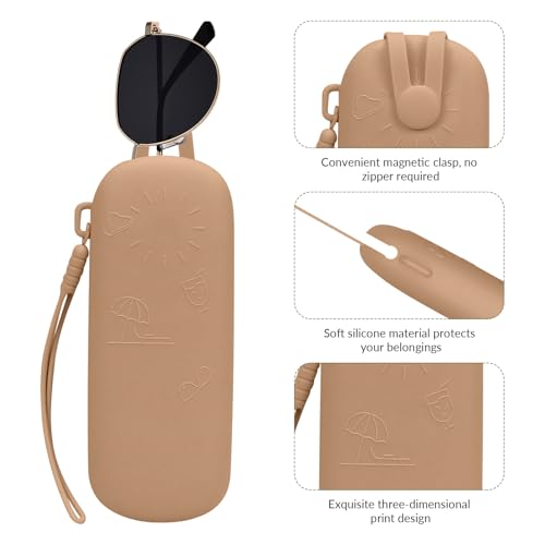 Travel Essentials Makeup Brush Holder,Portable Make Up Organizer,Silicone Cosmetic Brush Pouch with Magnetic Buckle,Sunglass Organizer Travel Essentials (Brown) - color: Brown