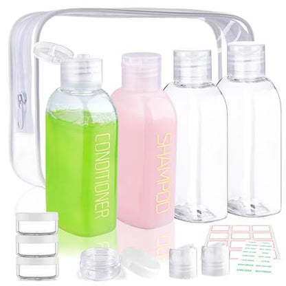Cosywell Travel Bottles for Toiletries 4PCS 3.4oz Plastic Clear Bottles - style: B-3.4oz-clear-2label2blank