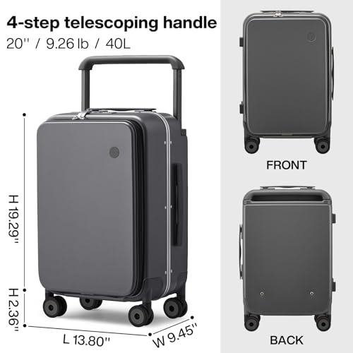 mixi 20 Inch Carry On Luggage Aluminum Frame Spinner Wheels, Rock Grey - color: Rock Grey, size: 20-inch