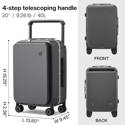 mixi 20 Inch Carry On Luggage Aluminum Frame Spinner Wheels, Rock Grey - color: Rock Grey, size: 20-inch