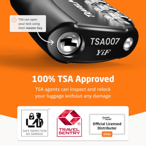 TravelMore TSA Approved Luggage Locks, Travel Combination Cable Locks - color: Black