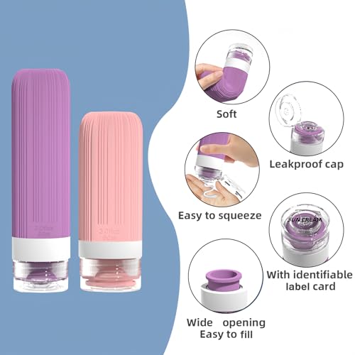 Vitog 16 Pack Travel Bottles for Toiletries, TSA Approved, Leak Proof Kit - color: Pink & Purple