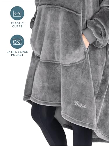 Bare Home Microplush Wearable Blanket with Front Pocket - Soft and Plush - Warm and Cozy - Adult & Kid Sizes (Adult, Grey) - color: Grey, style: Adult - Front Pocket