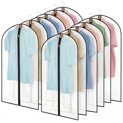 12 Pack Peva Garment Bags 24 x 40 In, Translucent Clothes Covers - color: Matte with Black Edge, size: 40in *12