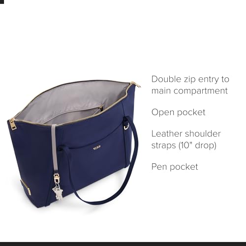 TUMI Voyageur Q Tote, Lightweight Travel Tote - color: Indigo/Light Gold