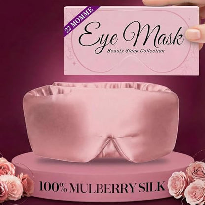 SLEEP SANCTUARY 100% Pure Mulberry Silk Sleep Mask - 22 Momme Light Blocking Hook & Loop Silk Eye Mask for Sleeping - Secure Fit for Side Sleepers, Women & Men - Cloud Soft (Pink) - color: Pink