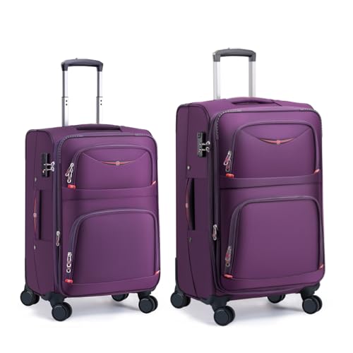ROPLUS Softside Expandable Luggage with 4 Spinner Wheels, Durable Carry-On Luggage Suitcase (Purple, 2-Piece Set 21/25) - color: Purple, size: 2-Piece Set (21/25)