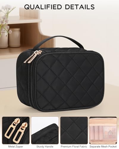 Relavel 작은 메이크업 가방, 여성용 귀여운 메이크업 파우치, 블랙 - color: 01-블랙, size: 소형