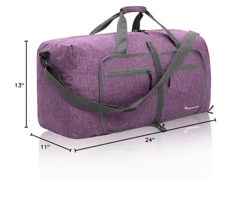 Dimayar 65L Foldable Duffle Bag for Travel, Lightweight Weekender Bags - color: Purple, size: 65L